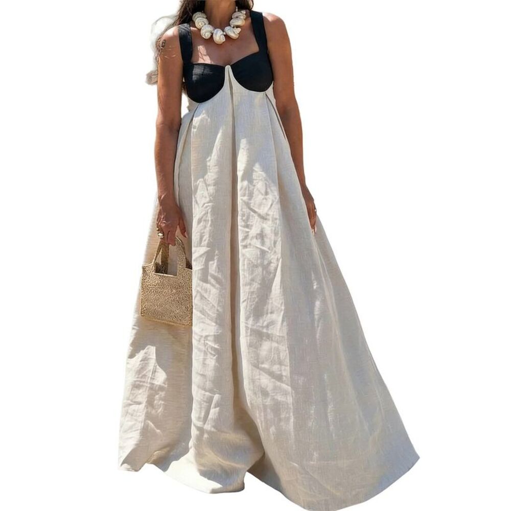Amina Glam Womens  Maxi Dress, Beige